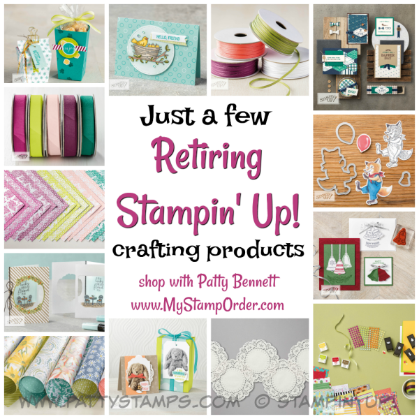 Retiring Stampin' Up! paper, ribbon, stamps, framelits and crafting supplies available while supplies last. shop: www.MyStampOrder.com