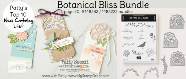 Patty Bennett's Top 10 new 2018-2019 Stampin' Up! catalog favorites list!  Botanical Bliss Bundle.  www.PattyStamps.com