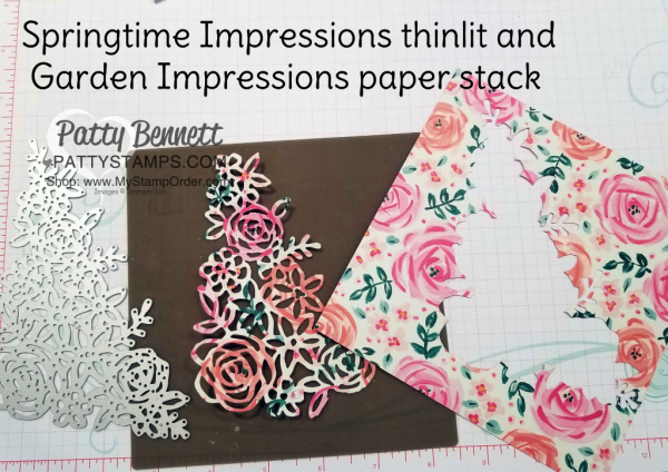 Stampin' UP! Garden Impressions 6x6 designer series paper stack and  Springtime Impressions thinlit die. www.PattyStamps.com