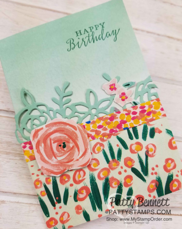 Stampin' UP! Garden Impressions Suite Note Card set created by Patty Bennett, featuring Springtime Impressions thinlit die. www.PattyStamps.com