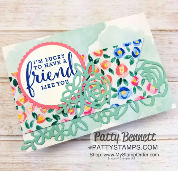 Stampin' UP! Garden Impressions Suite Note Card set created by Patty Bennett, featuring Springtime Impressions thinlit die. www.PattyStamps.com