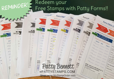 Earn free stamps with Patty Bennett - redeem your completed form for $40 in free Stampin' UP! merchandise of your choice!