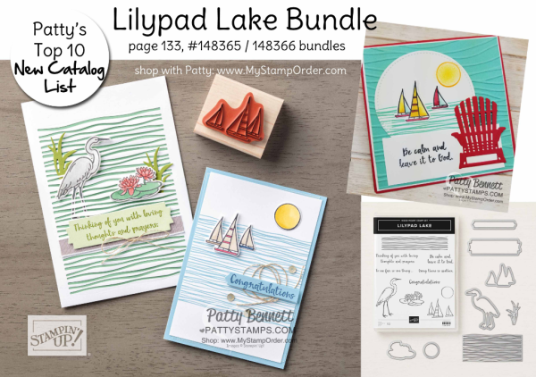 Patty Bennett's Top 10 new 2018-2019 Stampin' Up! catalog favorites list!  Lilypad Lake Bundle.  www.PattyStamps.com