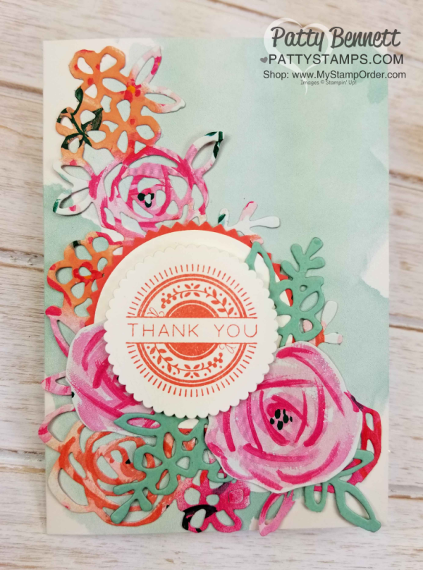 Stampin' UP! Garden Impressions Suite Note Card set created by Patty Bennett, featuring Springtime Impressions thinlit die. www.PattyStamps.com