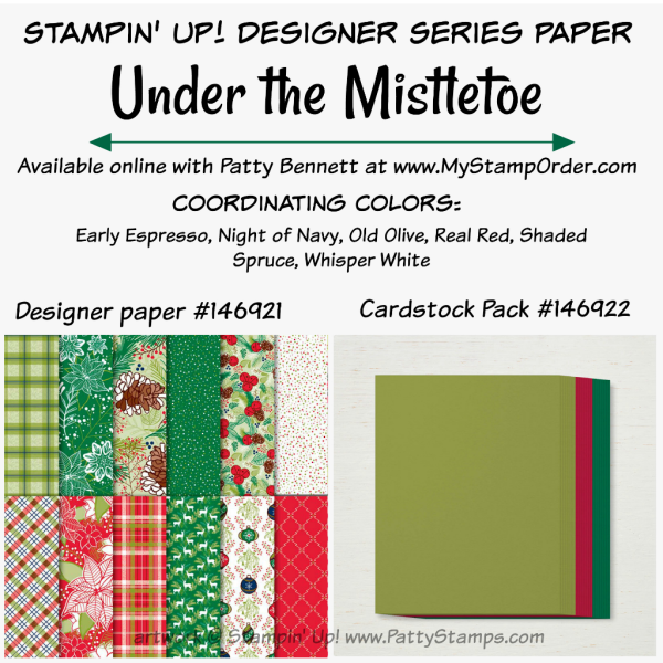 Stampin' UP! Under the Mistletoe designer paper and coordinating cardstock pack available at www.MyStampOrder.com 