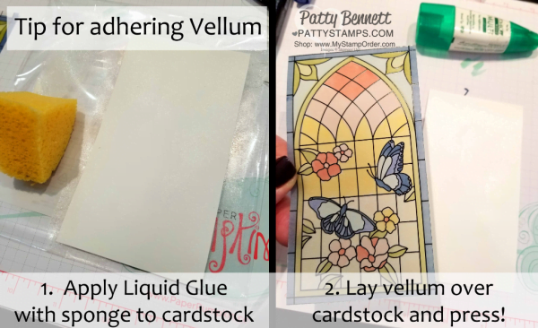 Multipurpose glue tip for adhering vellum to cardstock without any glue lines showing!!!
