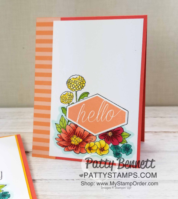 Accented Blooms floral note cards, handstamped and colored with Stampin' Blends alcohol markers by Patty Bennett, www.PattyStamps.com Accented Blooms floral note cards, handstamped and colored with Stampin' Blends alcohol markers by Patty Bennett, www.PattyStamps.com