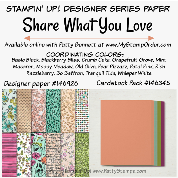 Stampin' UP! Share What You Love designer paper and coordinating cardstock pack available at www.MyStampOrder.com 