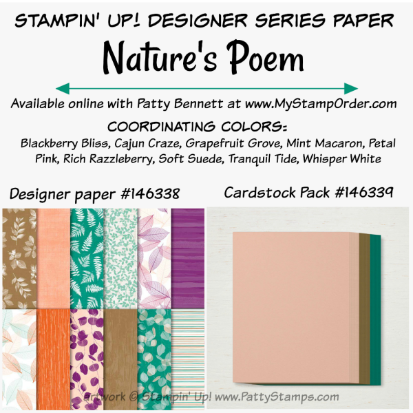 Stampin' UP! Nature's Poem designer paper and coordinating cardstock pack available at www.MyStampOrder.com 