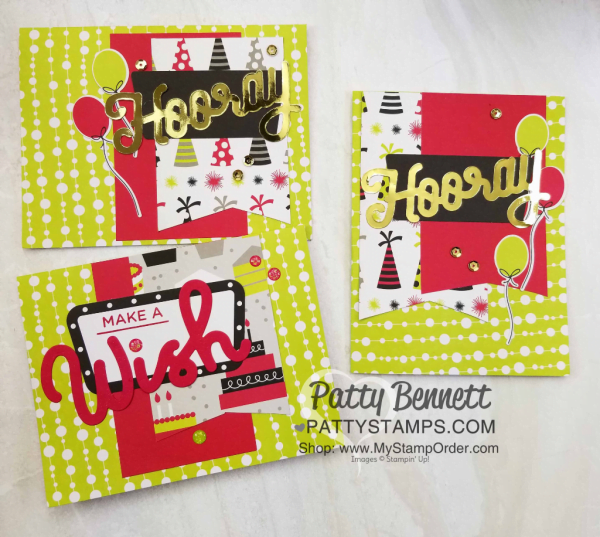Broadway Bound Suite of Stampin' Up! products combined with the June 2018 Paper Pumpkin kit - handmade birthday cards by Patty Bennett, www.PattyStamps.com
