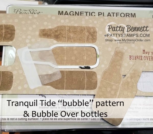 Stamp bottles on the "bubble" pattern paper in the Tranquil Tide designer series paper pack for a little soda pop fun!