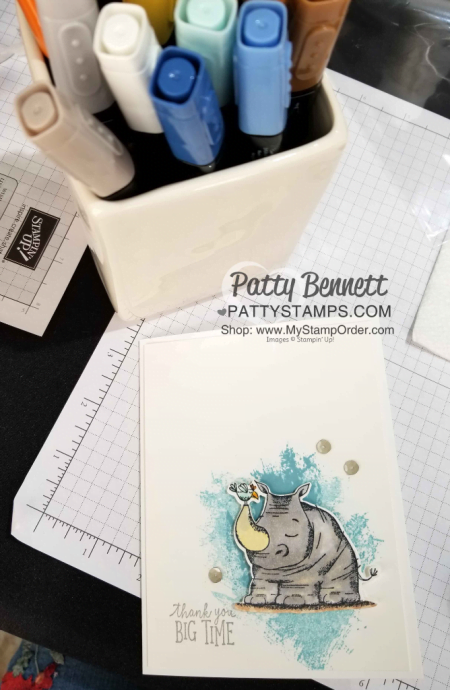Stampin' UP! card featuring the Animal Outing stamp set and Stampin' Blends markers, created at Kurstan's Bingo event