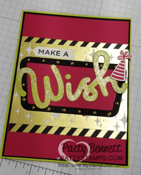 Stampin' UP! card featuring Broadway Bound birthday suite stamp set, created at Kurstan's Bingo event
