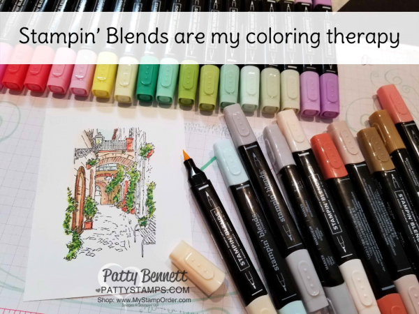 Mediterranean Moments handmade card colored with Stampin' Blends alcohol markers, by Patty Bennett, www.PattyStamps.com