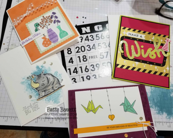 Stampin' Up! cards created at Kurstan's Bingo event