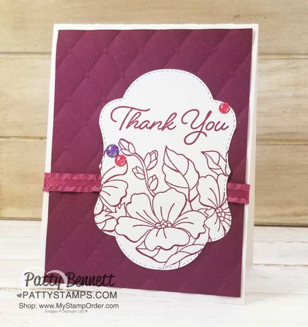 Blended Season Limited Time offer bundle from Stampin' UP! August 2018. Card with Tufted embossing folder background by Patty Bennett, www.PattyStamps.com Blended Season Limited Time offer bundle from Stampin' UP! August 2018. Card with Tufted embossing folder background by Patty Bennett, www.PattyStamps.com