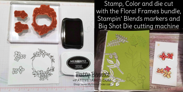 Stampin' UP! Floral Frames note card colored with Stampin' Blends makers, by Patty Bennett, www.PattyStamps.com