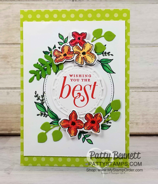 Stampin' UP! Floral Frames note card colored with Stampin' Blends makers, by Patty Bennett, www.PattyStamps.com