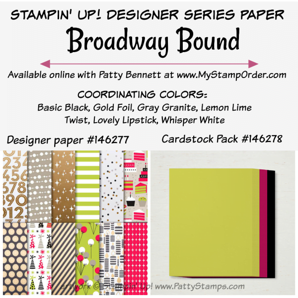 Stampin' UP! Broadway Bound designer paper and coordinating cardstock pack available at www.MyStampOrder.com Stampin' UP! Broadway Bound designer paper and coordinating cardstock pack available at www.MyStampOrder.com