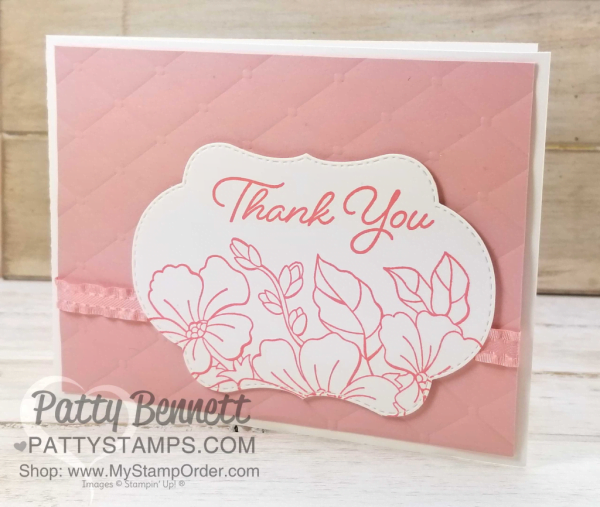 Blended Season Limited Time offer bundle from Stampin' UP! August 2018. Card with Tufted embossing folder background by Patty Bennett, www.PattyStamps.com Blended Season Limited Time offer bundle from Stampin' UP! August 2018. Card with Tufted embossing folder background by Patty Bennett, www.PattyStamps.com