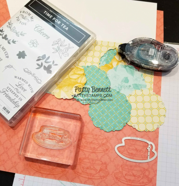 Stamping and die cutting for my Tea Room Suite note card set featuring Stampin' Up! Time for Tea bundle, by Patty Bennett www.PattyStamps.com Stamping and die cutting for my Tea Room Suite note card set featuring Stampin' Up! Time for Tea bundle, by Patty Bennett www.PattyStamps.com