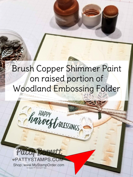Falling for Leaves fall card ideas featuring Brusho Crystal Colour, watercolor paper, Woodland Embossing Folder, Copper Shimmer paint, by Patty Bennett. Stampin' UP! paper crafting supplies available at www.MyStampOrder.com Falling for Leaves fall card ideas featuring Brusho Crystal Colour, watercolor paper, Woodland Embossing Folder, Copper Shimmer paint, by Patty Bennett. Stampin' UP! paper crafting supplies available at www.MyStampOrder.com