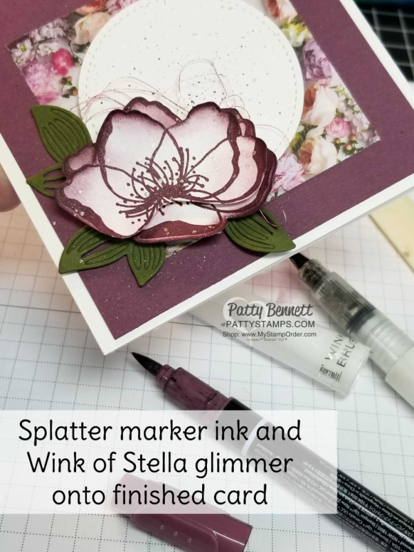 Beautiful Promenade stamp set and Petal Promenade designer paper from Stampin' UP! - 4x4 square card idea with unique layered flower technique!  Patty Bennett - www.PattyStamps.com