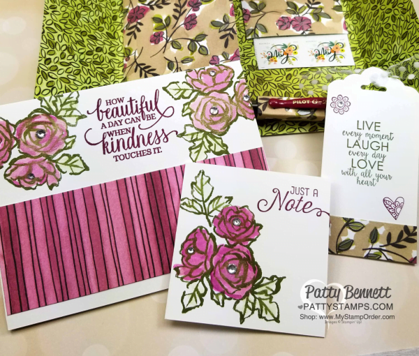 DIY Stationery Box with handmade cards, featuring Stampin' Up! Share What You Love designer paper and Petal Palette stamp set by Leticia. 