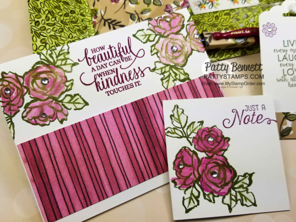 DIY Stationery Box with handmade cards, featuring Stampin' Up! Share What You Love designer paper and Petal Palette stamp set by Leticia. 