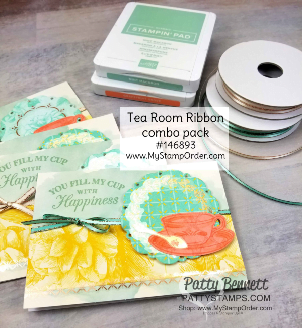 Tea Room Suite note card set featuring Stampin' Up! Time for Tea bundle, by Patty Bennett www.PattyStamps.com Tea Room Suite note card set featuring Stampin' Up! Time for Tea bundle, by Patty Bennett www.PattyStamps.com