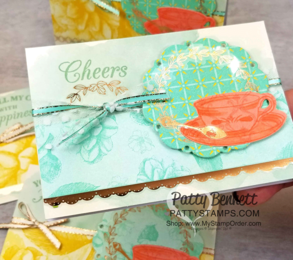 Tea Room Suite note card set featuring Stampin' Up! Time for Tea bundle, by Patty Bennett www.PattyStamps.com Tea Room Suite note card set featuring Stampin' Up! Time for Tea bundle, by Patty Bennett www.PattyStamps.com