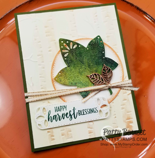 Falling for Leaves fall card ideas featuring Brusho Crystal Colour, watercolor paper, Woodland Embossing Folder, Copper Shimmer paint, by Patty Bennett. Stampin' UP! paper crafting supplies available at www.MyStampOrder.com Falling for Leaves fall card ideas featuring Brusho Crystal Colour, watercolor paper, Woodland Embossing Folder, Copper Shimmer paint, by Patty Bennett. Stampin' UP! paper crafting supplies available at www.MyStampOrder.com