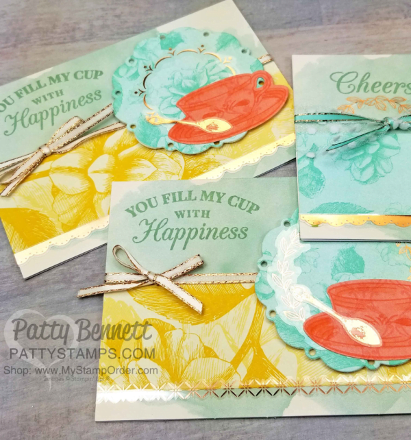 Tea Room Suite note card set featuring Stampin' Up! Time for Tea bundle, by Patty Bennett www.PattyStamps.com Tea Room Suite note card set featuring Stampin' Up! Time for Tea bundle, by Patty Bennett www.PattyStamps.com