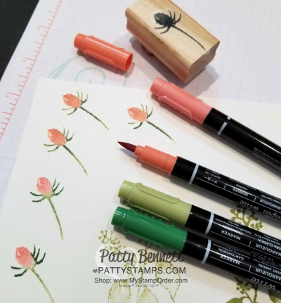 Coloring on rubber stamps with Stampin' Write markers for my First Frost stamp set from the 2018 Stampin' UP! Holiday catalog - floral cards by Patty Bennett www.PattyStamps.com Coloring on rubber stamps with Stampin' Write markers for my First Frost stamp set from the 2018 Stampin' UP! Holiday catalog - floral cards by Patty Bennett www.PattyStamps.com