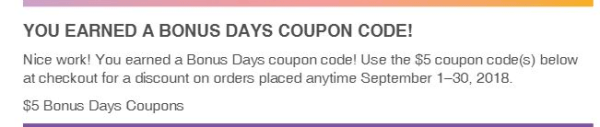 $5 Bonus Days Coupon Codes  - redeem with your Stampin' UP! order in September!  www.MyStampOrder.com