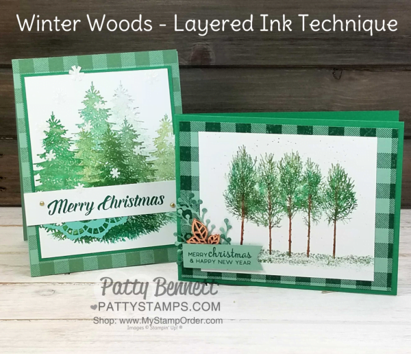 Free Video Tutorial for Layered Ink Technique with Stamparatus and Stampin' UP! Winter Woods stamp set, by Patty Bennett, www.PattyStamps.com