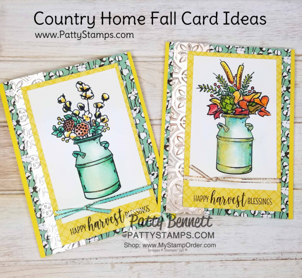 Stampin' UP! Tin Tile embossing folder and Country Home stamp set card idea, colored with Stampin' Blends & highighted with Vegas Gold Shimmer paint by Patty Bennett, www.PattyStamps.com Stampin' UP! Tin Tile embossing folder and Country Home stamp set card idea, colored with Stampin' Blends & highighted with Vegas Gold Shimmer paint by Patty Bennett, www.PattyStamps.com