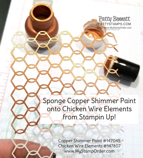 Falling for leaves copper shimmer paint chicken wire element stampin up pattystamps Falling for leaves copper shimmer paint chicken wire element stampin up pattystamps