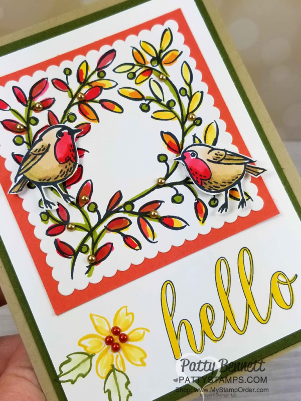 Feathers & Frost Stampin' Up! set - Fall birdie card idea colored with Stampin' Blends markers by Patty Bennett www.PattyStamps.com Feathers & Frost Stampin' Up! set - Fall birdie card idea colored with Stampin' Blends markers by Patty Bennett www.PattyStamps.com