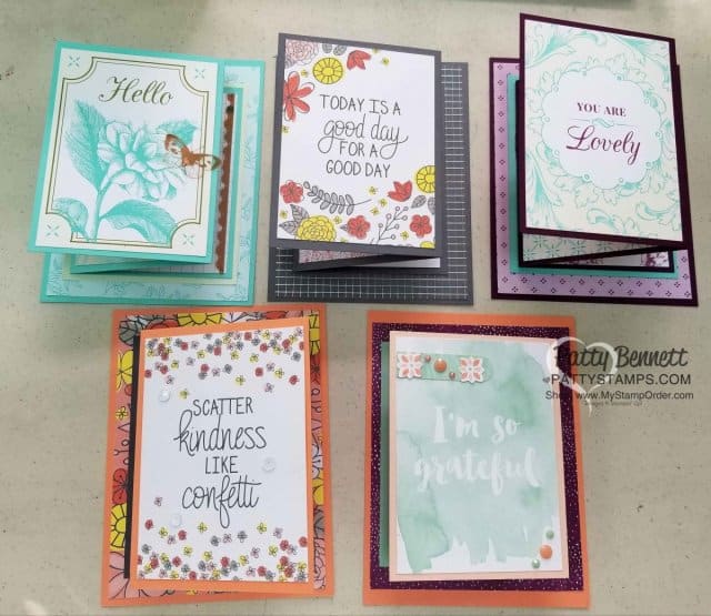 Memories & More fold out card idea featuring Stampin' Up! Tea Room, Big Plans and Delightfully Detailed card pack, by Patty Bennett. www.PattyStamps.com