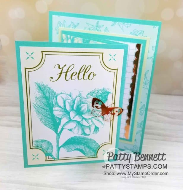 Tea Room Memories & More fold out card idea featuring Stampin' Up! card pack, by Patty Bennett. www.PattyStamps.com