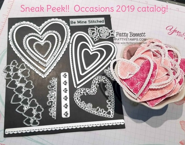 Be Mine Stitched framelit heart dies - Occasions catalog 2019 from Stampin' Up! Order beginning 1/3/19 at www.MyStampOrder.com