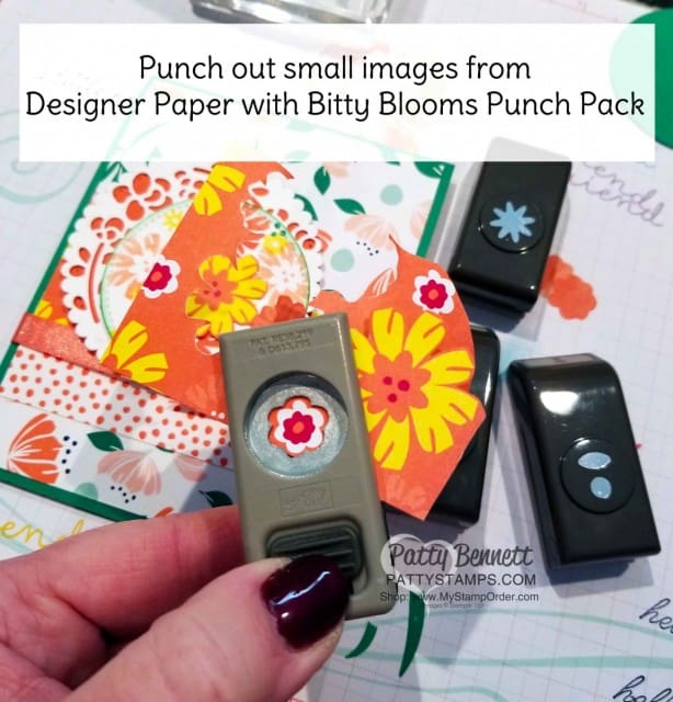 Tip for the Bitty Blooms Punch pack & Card Idea featuring Happiness Blooms suite - 2019 Stampin' UP! Occasions catalog floral stamp set, designer paper and accessories. by Patty Bennett, www.PattyStamps.com