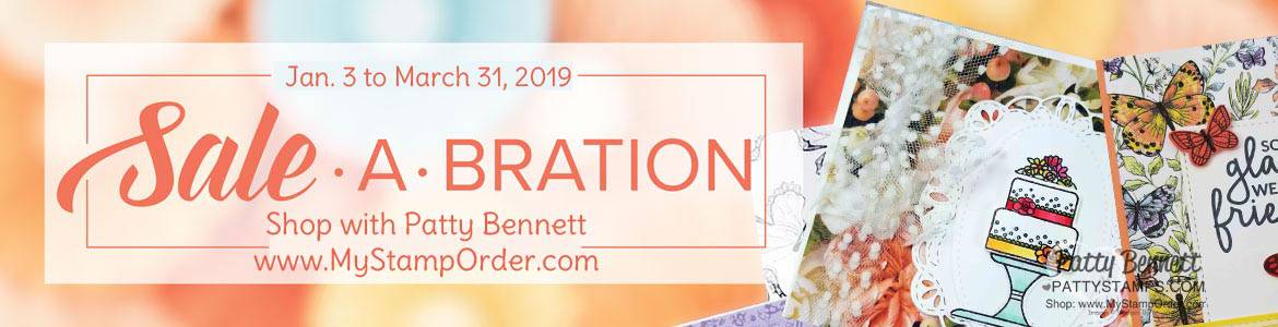 Sale-a-Bration free gifts with Stampin' UP! orders: Jan. 3 to March 31, 2019. Shop with Patty Bennett a www.MyStampOrder.com