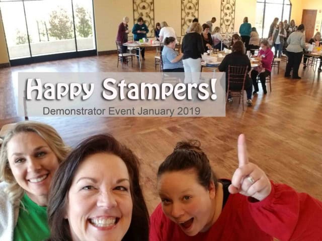 Stampin' UP! Demonstrator event January 2019 hosted by Patty Bennett & Gina Cardera. Garre Winery, Livermore, CA. Happy Stampers creating projects at the Make & Take tables!