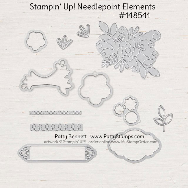 Stampin' UP! Needlepoint Elements Framelit dies #148541 available online at www.MyStampOrder.com
