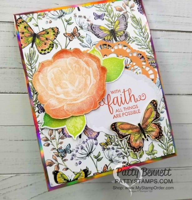 Handmade card featuring Stampin' UP! Healing Hugs stamp set and Sale-a-Bration 2019 papers: Grapefruit Grove Foil and Botanical Butterfly. Each one is a free gift choice with your $50 online order - limited time offer! www.PattyStamps.com