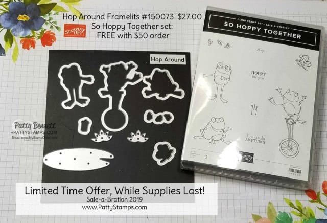 Hop Around framelits and So Hoppy Together stamp set - limited time offer Stampin' UP! Sale-a-Bration 2019. www.PattyStamps.com