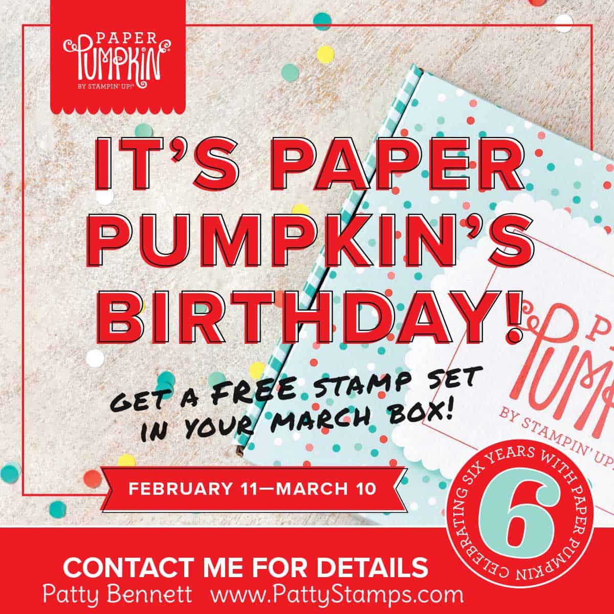 Stampin' UP! Paper Pumpkin paper crafting kit - special free set in the March 2019 kit! www.PattyStamps.com