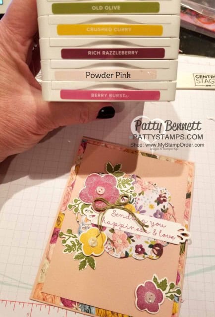 Color Combo for Stampin' UP! card idea featuring Needle & Thread bundle and Needlepoint Nook designer paper by Patty Bennett www.PattyStamps.com